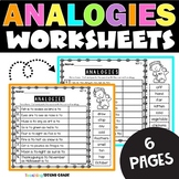 Analogies Worksheets Cut and Paste for 1st and 2nd Grade -