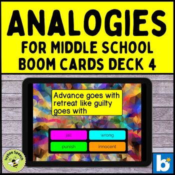 Preview of Analogies for Middle School Deck 4 Boom Cards