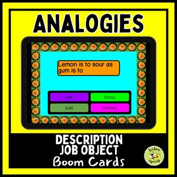 Preview of Analogies with Description and Job Object BOOM Cards