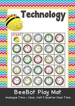 Preview of Analogue Time - Hour, Half Hour & Quarter Hour Time Maths BeeBot Play Mat Coding