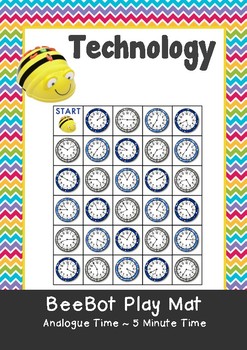 Preview of Analogue Time - Reading time to 5 minutes - Time Maths BeeBot Play Mat Coding