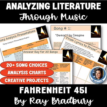 Preview of Analyzing Fahrenheit 451 Through Music Unit - 20+ Songs, Analysis Activities