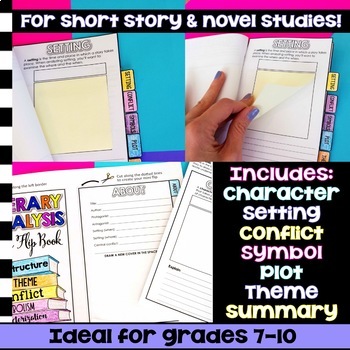 Literary Analysis Mini Flip Book (a sticky note book for short stories &  novels)