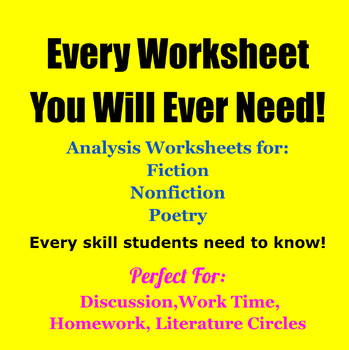 Preview of Analysis Worksheets for Fiction, Nonfiction, and Poetry