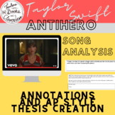 Analysis of "Anti-Hero" by Tayor Swift (annotations, analy