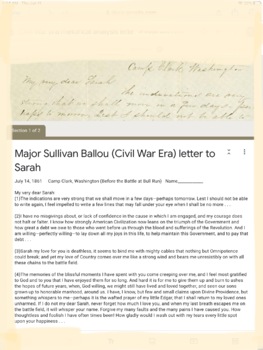 Preview of Analysis of Strategies using Civil War era Ballou Letter