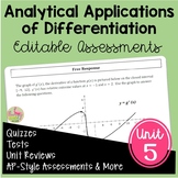 Calculus Analytic Applications of Differentiation Assessme