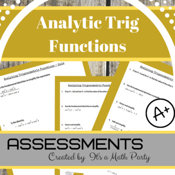 Preview of Analytic Trigonometry - Assessment Pack
