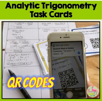 Preview of Analytic Trigonometry Task Cards QR Codes Activity (PreCalculus - Unit 5)