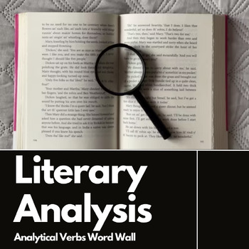 Preview of Analytic Verbs Word Wall Bulletin Board: Support Literary Analysis Essay Writing