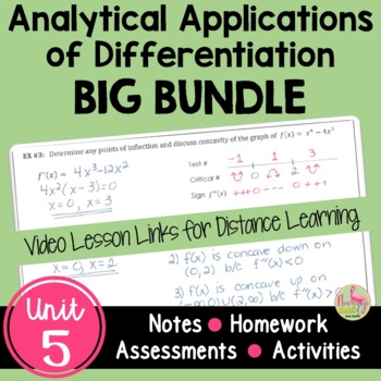 Preview of Analytical Applications of Differentiation BIG Bundle (Unit 5) DISTANCE LEARNING