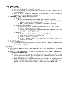 essay structure handout