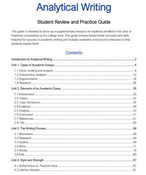 Preview of Analytical Writing - Student Review and Practice Guide