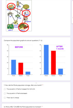 Preview of Analyze Changes in Populations Google Forms Bar Graphs Data Set Analysis