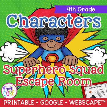 Preview of Analyze Characters Settings Events Plot Reading Escape Room & Webscape 4th Grade