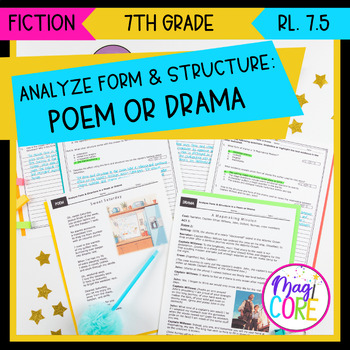 Preview of Analyze Form & Text Structure: Poem or Drama 7th Grade RL.7.5 Poetry Passages
