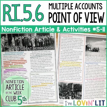 Preview of Analyze Multiple Accounts & Point of View RI.5.6 | The Great Depression #5-11