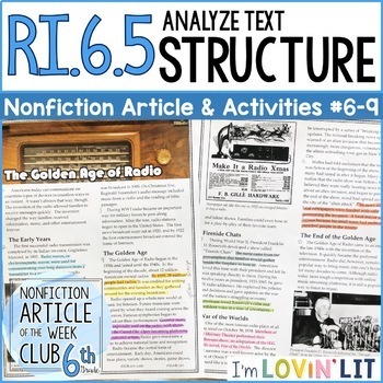 Preview of Analyze Text Structure RI.6.5 | The Golden Age of Radio Article #6-9