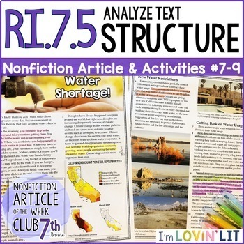 Preview of Analyze Text Structure RI.7.5 | Water Shortage! California Drought Article #7-9