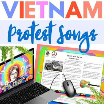 Preview of Analyze Vietnam War Protest Songs! | No Prep | Self-Guided | Distance Learning