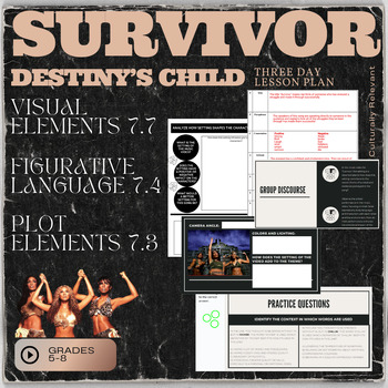 Preview of Analyze Visual Elements & Figurative Language Digital Lesson Plan Survivor Song