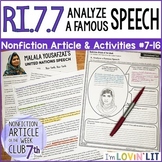 Analyze a Famous Speech RI.7.7 | Malala Yousafzai UN Speec
