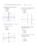 Analyze solutions and intercepts of a linear function work