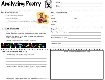 Preview of Analyzing A Poem - Worksheet