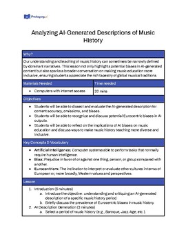 Preview of Analyzing AI-Generated Descriptions of Music History | AI Literacy Lesson Plan