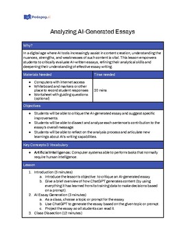 Preview of Analyzing AI-Generated Essays | AI Literacy Lesson Plan