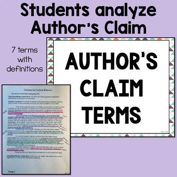 Authors Claim Worksheet and Notes by Elevating ELA | TpT