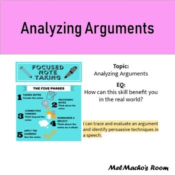 Analyzing Arguments by MelMacho's Room | Teachers Pay Teachers