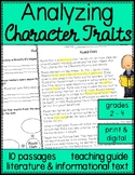 Analyzing Character Traits Reading Passages - Printable & 