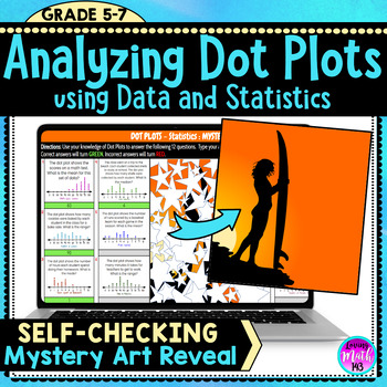 Preview of Analyzing Dot Plots using Data and Statistics Fun Digital Mystery Art Reveal