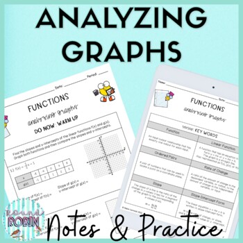 Preview of Analyzing Graphs|Functions Guided Notes Homework 8th Grade Math Worksheets