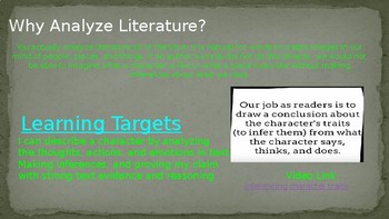 Preview of Analyzing Literary Characteristics ppt