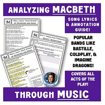 Preview of Analyzing Macbeth through Music Character Analysis Activities Acts 1, 2, 3, 4, 5