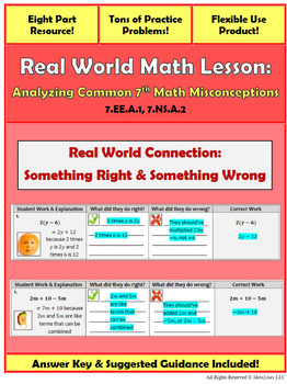 Preview of Analyzing Misconceptions 7th Math: Engaging 8 Part Lesson (Flexible Use!)
