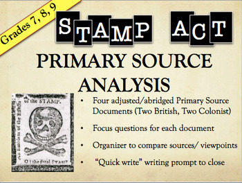 Preview of Analyzing Multiple Perspectives: Stamp Act Primary Source Lesson