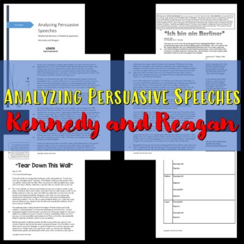 Preview of Analyzing Persuasive Speeches by Kennedy and Reagan