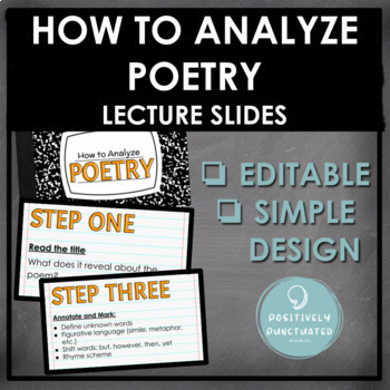 Preview of Analyzing Poems Lecture Google Slides (Editable) FREEBIE