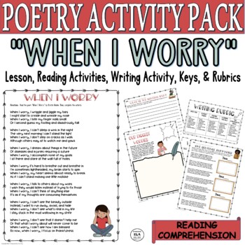 Preview of Analyzing Poems Worksheet Pack Poetry about Worries One Sentence Summaries