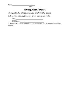 Preview of Analyzing Poetry Activity Worksheet