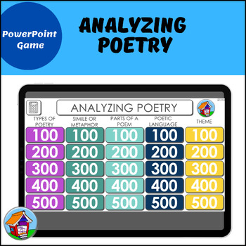 Preview of Analyzing Poetry Jeopardy Style PowerPoint™ Game
