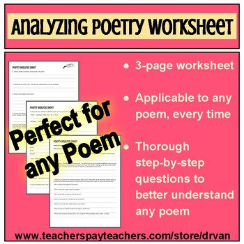 Preview of Analyzing Poetry Worksheet (Good for any poem!)
