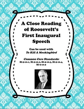 Preview of A Close Reading of President Roosevelt's First Inaugural Speech