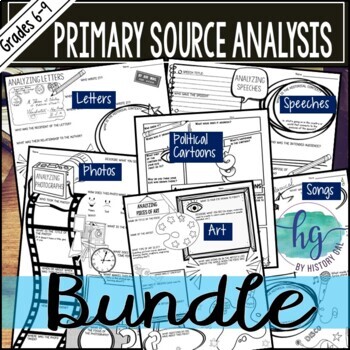 Preview of Primary Source Analysis Doodle Student Guides Set for Analyzing Primary Sources