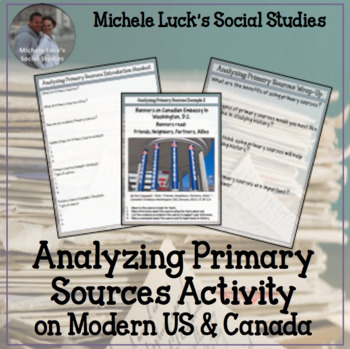 Preview of Analyzing Primary Sources Modern US and Canada Comparison Activity