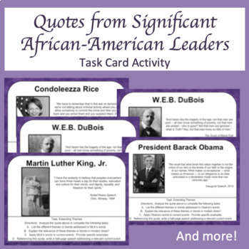 Preview of Analyzing Quotes of African-American Leaders Task Cards - Black History Month