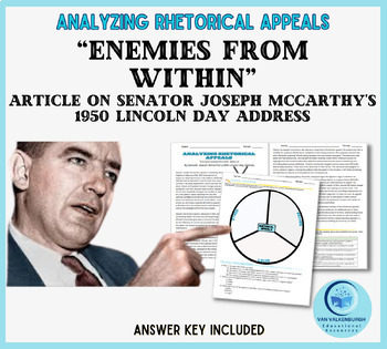 Preview of Analyzing Rhetorical Appeals used in "Enemies from Within" by Joseph McCarthy